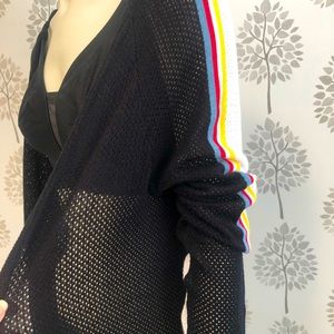 Belldinin lightweight mesh sweater cardigan vintage style stripes size M